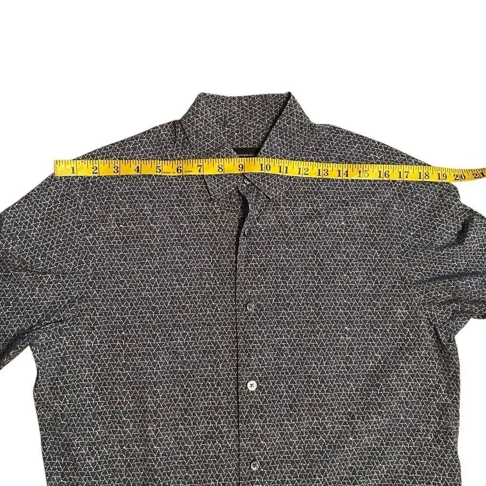 Ermenegildo Zegna Geometric Abstract Button Down Shirt Navy White  Designer M